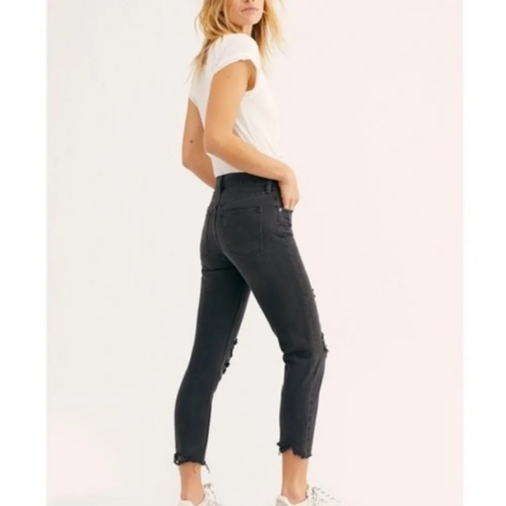 Free People We The Free Blossom Rigid Skinny High Rise Jeans Washed Black sz 27 - Image 13