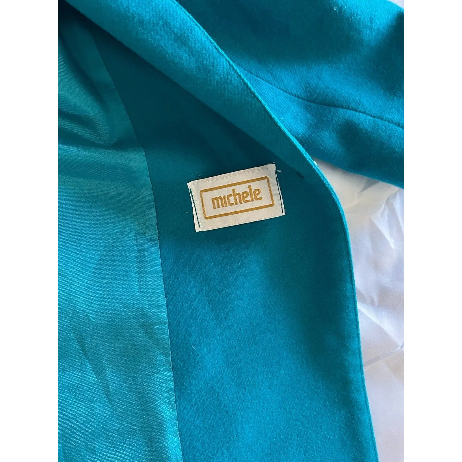 Vtg Wool Blazer Size 7/8 Turquoise Blue Preppy Button Closure - Image 5