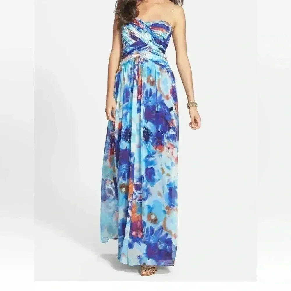 Jane Norman peach Strapless dress size Blue Size 10 - Image 2