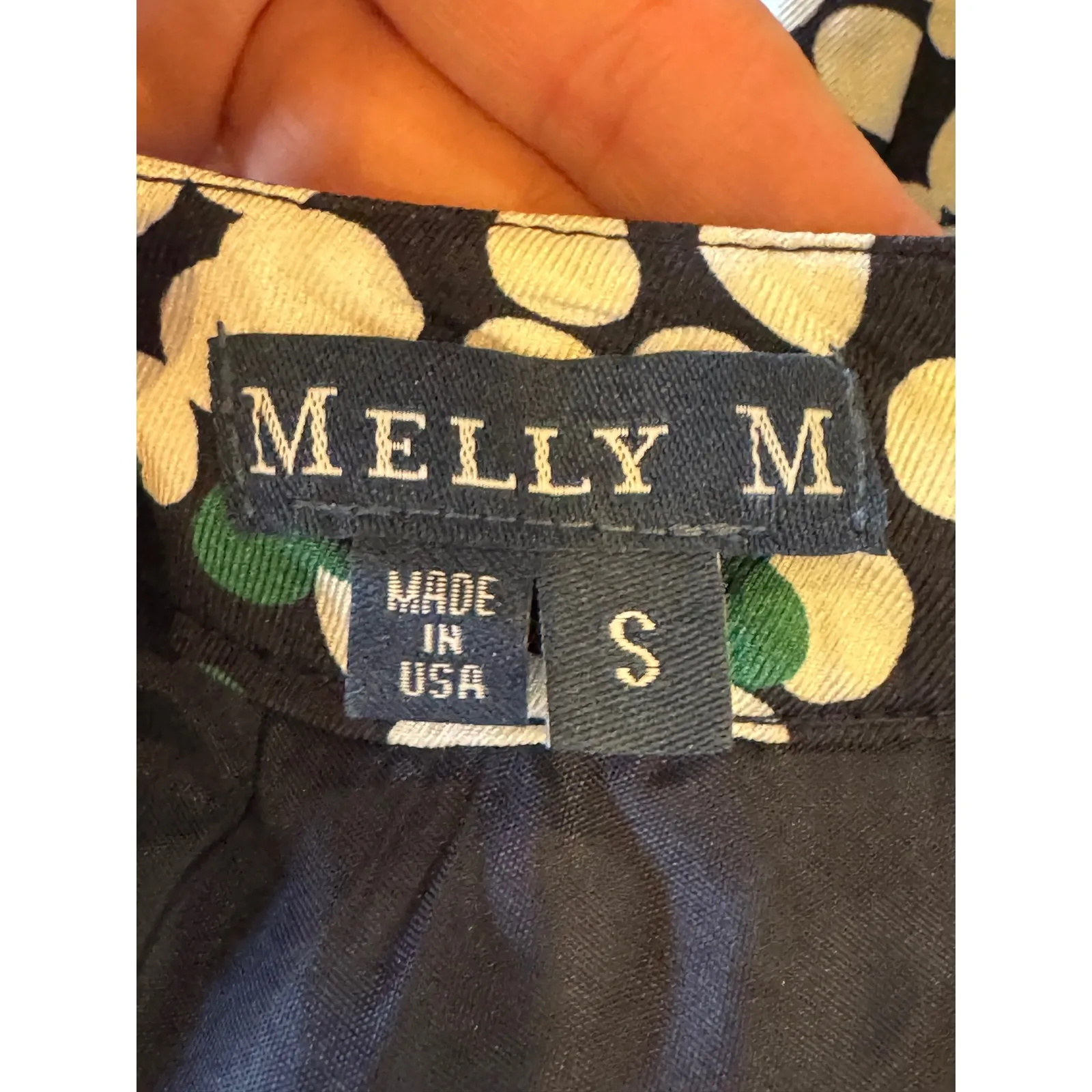 Melly M Dress Women Small Navy Blue Ivory Polka Dot Silk Puff Sleeve Mini Luxury - Image 10