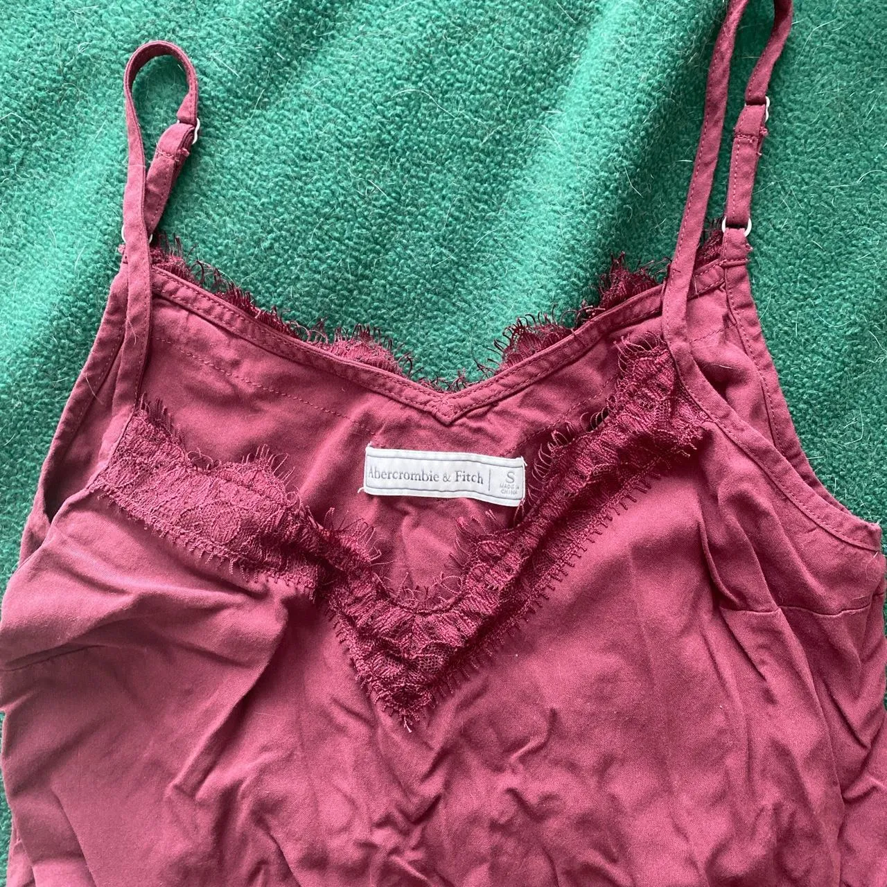 Abercrombie & Fitch Dark Redburgundy Lace Spaghetti Strap Tank Top - Image 2