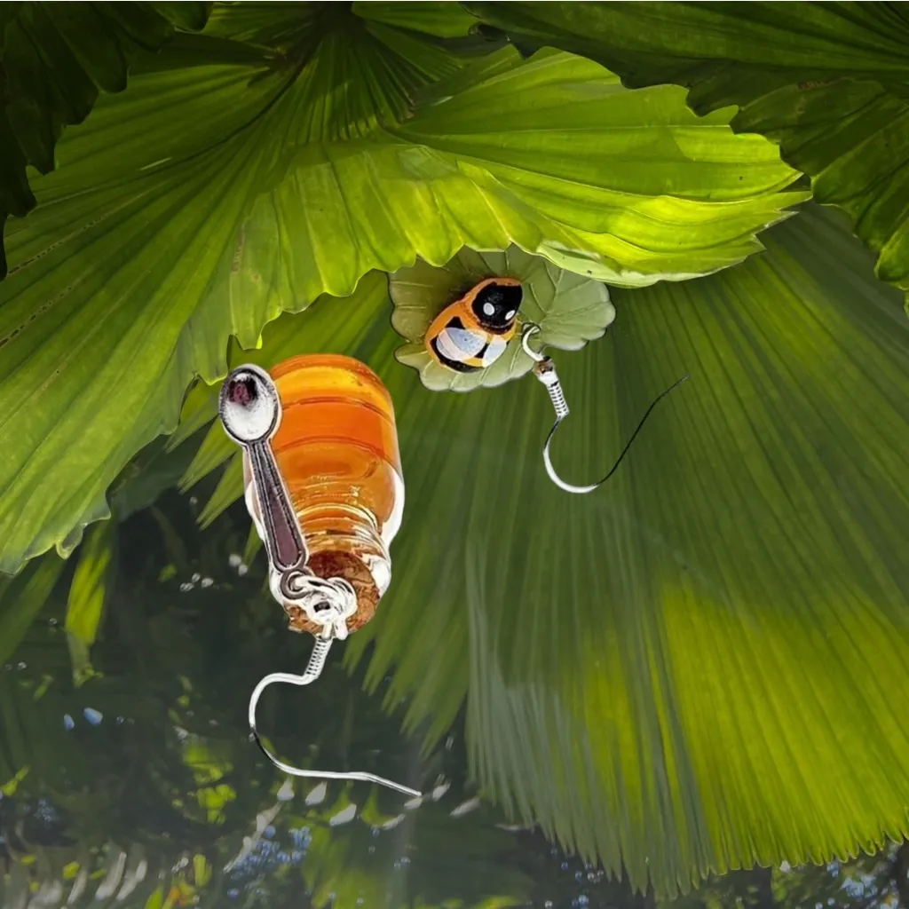 Bee & Honey Jar‎ beautiful Dangle Earrings faux fashion jewelry Gold - Image 4