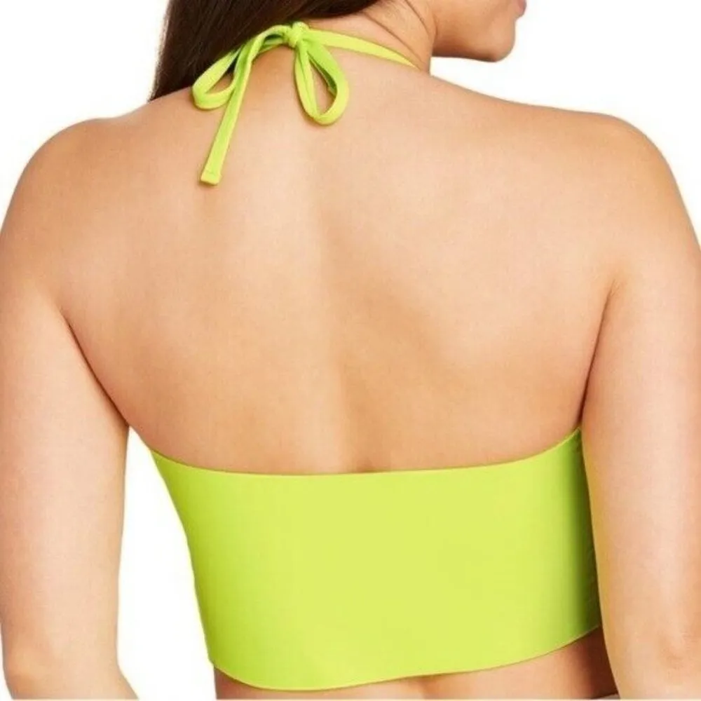 Andie Swim The Aruba Bikini Top Halter Removable Strap Neon Lemon Green XL - Image 2