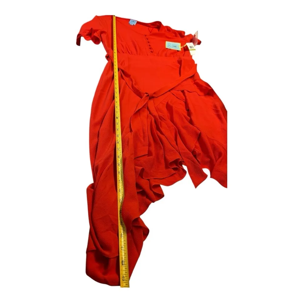 $139 CECE NEW Women’s Red Ruffled-Sleeve Cascading Belted Fit & Flare Dress 14 - Image 16