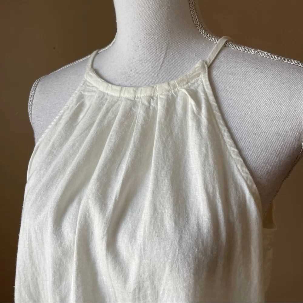 THREAD & SUPPLY | White Linen Blend Split Back Top Sz S - Image 3
