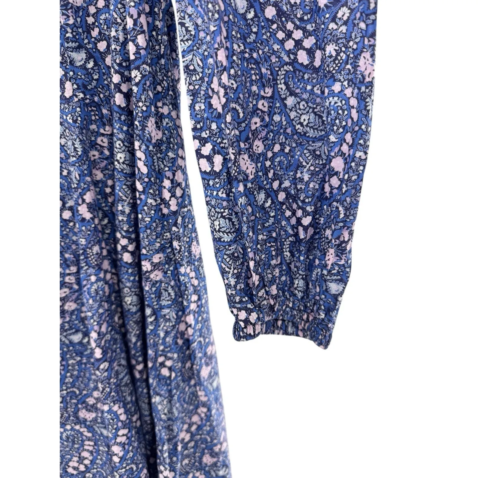J.Crew Liberty Blue Floral Puff Sleeve Sweetheart Mini Dress Size‎ 14 Milkmaid - Image 6