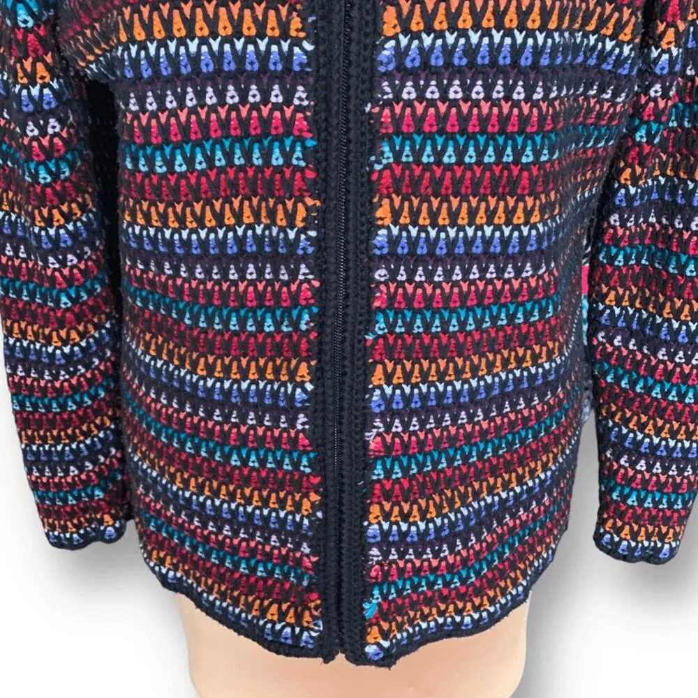 Coldwater Creek Sweater Jacket Zip Front Multi Knit Colorful Cotton Blend 1X - Image 5