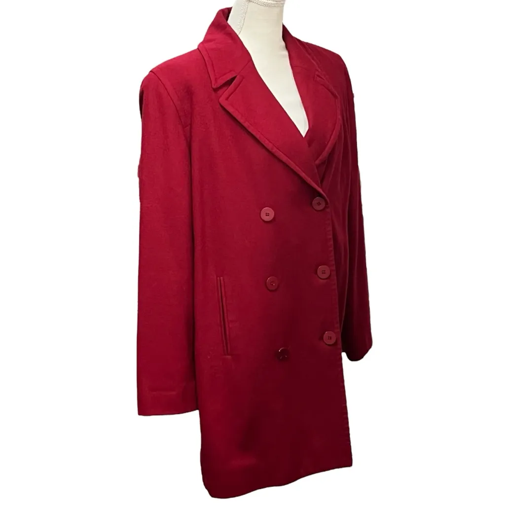 VINTAGE HARVE BENARD BY BENARD HOLTZMAN Christmas Red Wool Blazer Coat‎ SZ 14 - Image 3