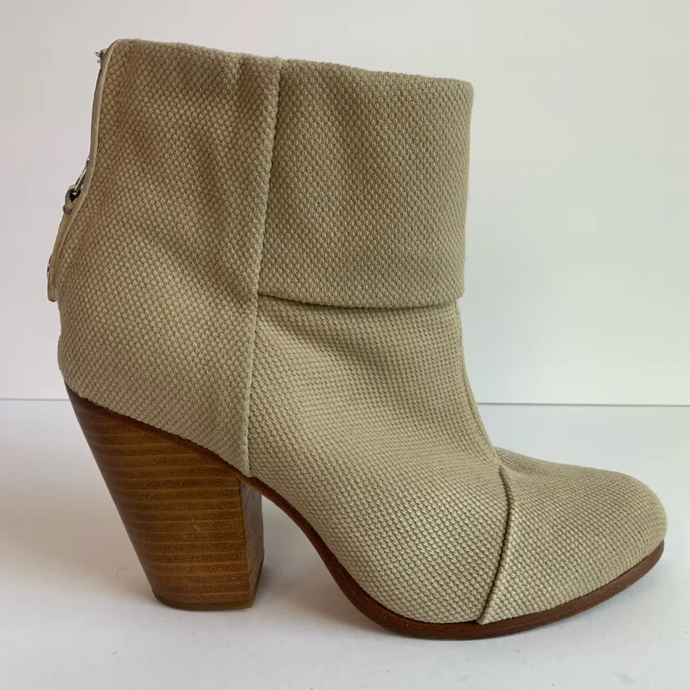 Rag & Bone Classic Newbury Canvas Natural Ankle Boots - Image 4