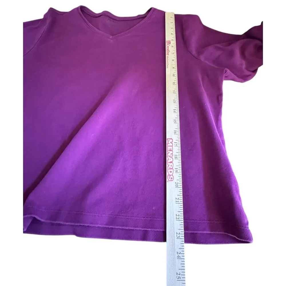 LL Bean Women's 2XL Plus 3/4 Sleeve V Neck Top Purple XXL Workout Exercise READ Size 2X - Image 4
