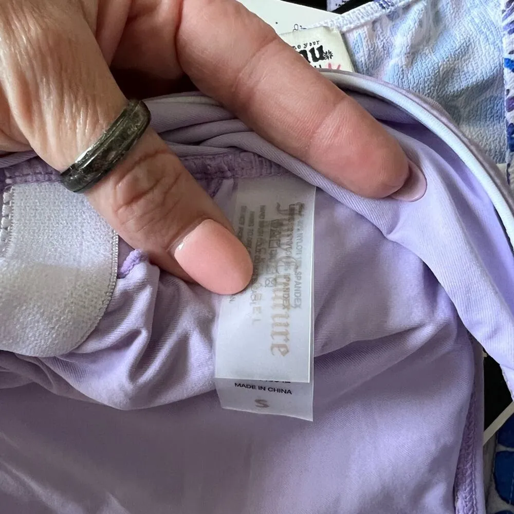 Juicy Couture Black Label Lavender One Piece Retro Swimsuit Small NWT - Image 9