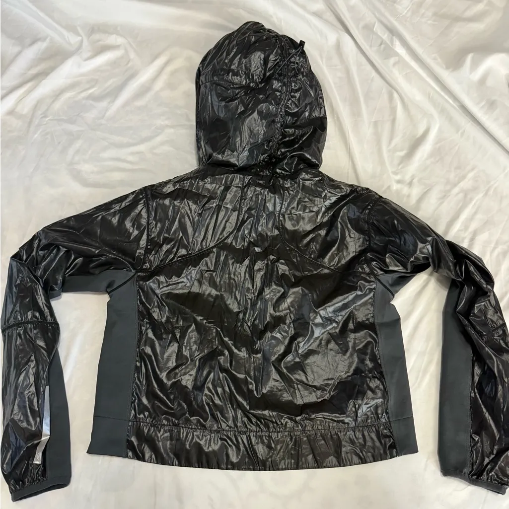 Zella Shiny Crop Black Baddie Bomber Windbreaker Jacket Medium - Image 3