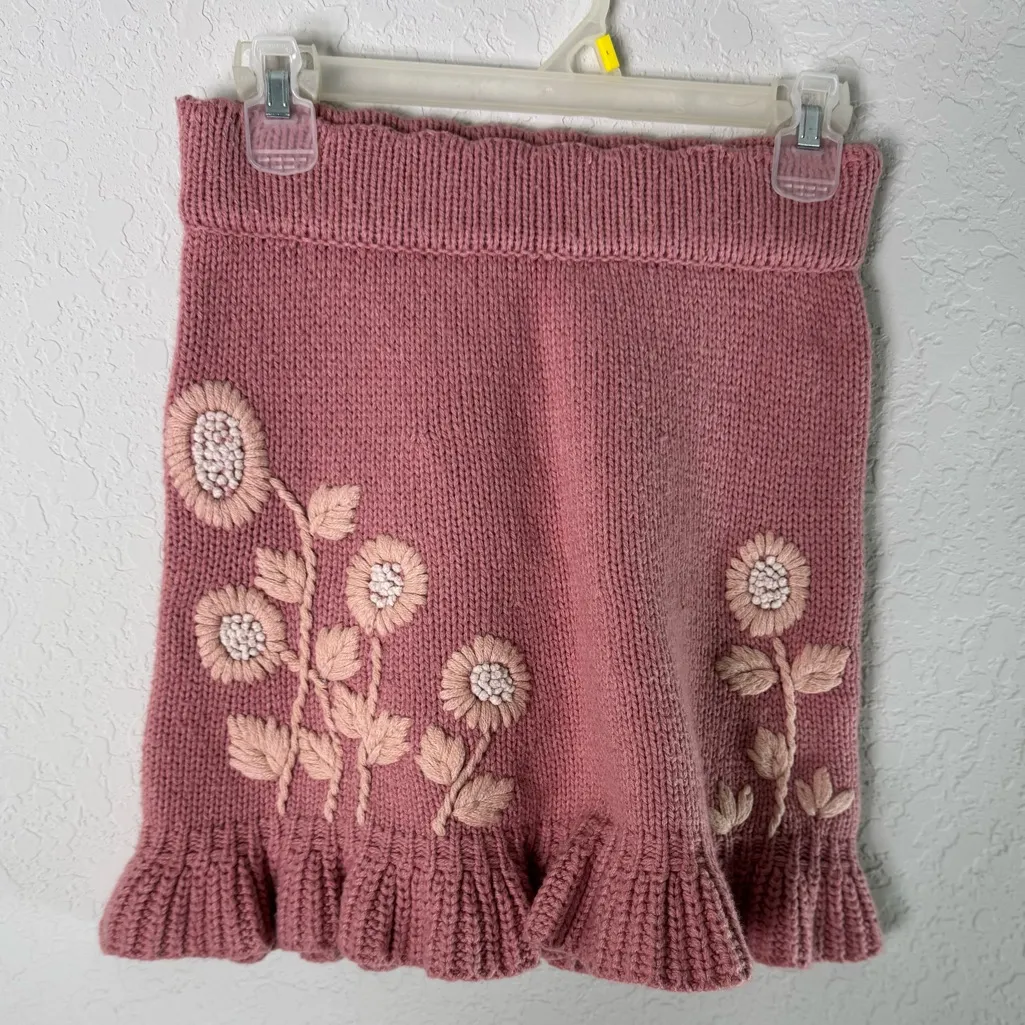 LoveShackFancy Oxford Wool Blend Mini Sweater Skirt in Pink Size S - Image 2