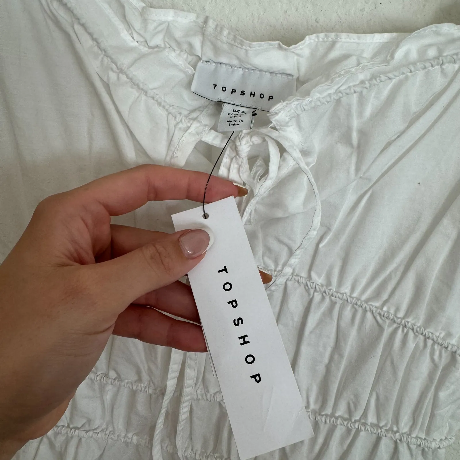 Topshop White Smocked Tank Top - Image 7