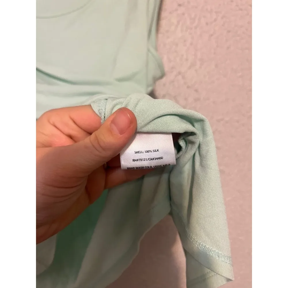 Eileen Fisher Green Mint Silk Stretch Jersey Scoop Neck Tunic Size XL - Image 2