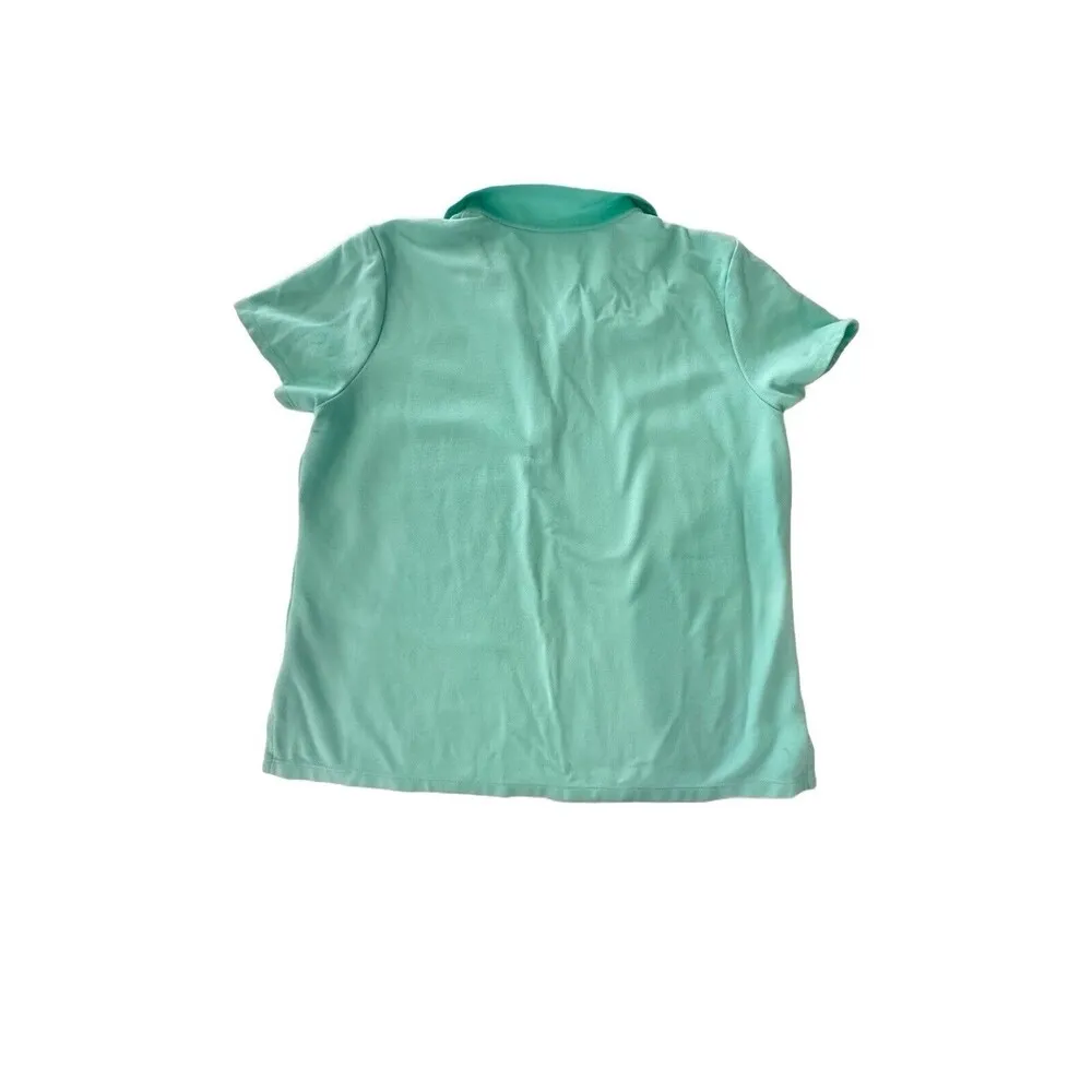 L.L. Bean Polo Shirt Womens XL Solid Mint Short Sleeve Cotton Preppy Golf Tennis - Image 2