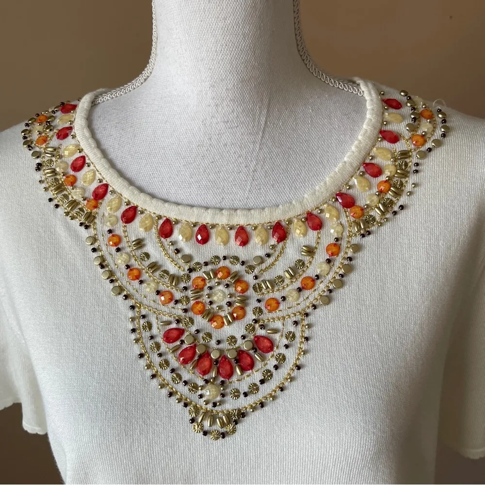 ALFRED DUNNER | Beaded Tee Sz LP - Image 2