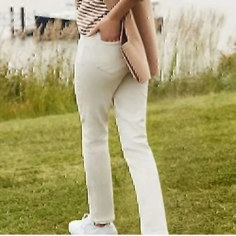 LANDS' END High Rise Slim Ankle Jean White Light Wash High Waisted Cropped Crop - Image 3