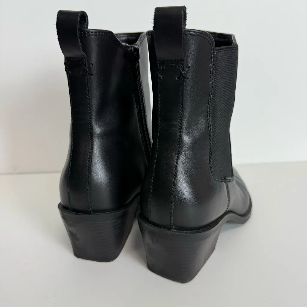 Open Edit Stylish Black Chelsea Ankle Boots Low Heel Women Size 9 - Image 10