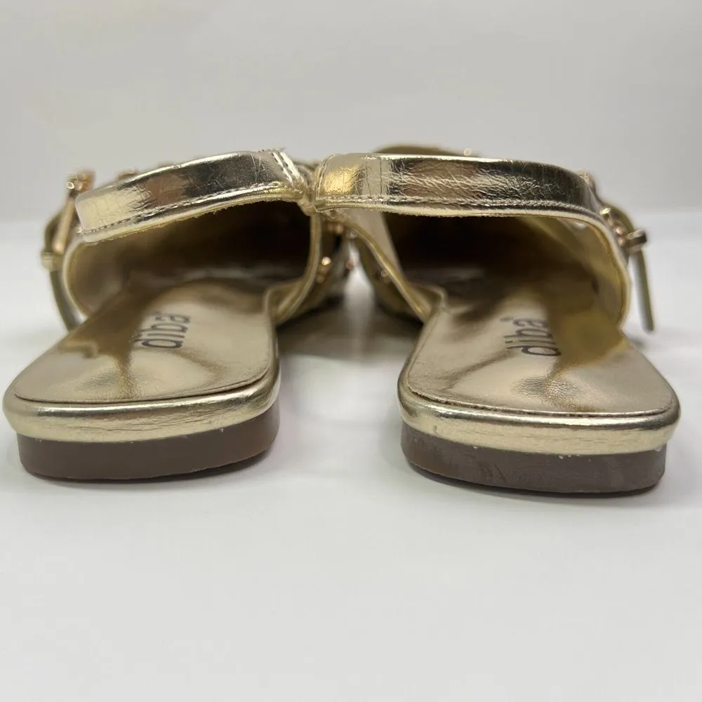 Diba Ballerina Shoe Women 8M Studded Golden Pointed Toe Buckle Strap Ballet Flat Gold Size 8 - Image 5