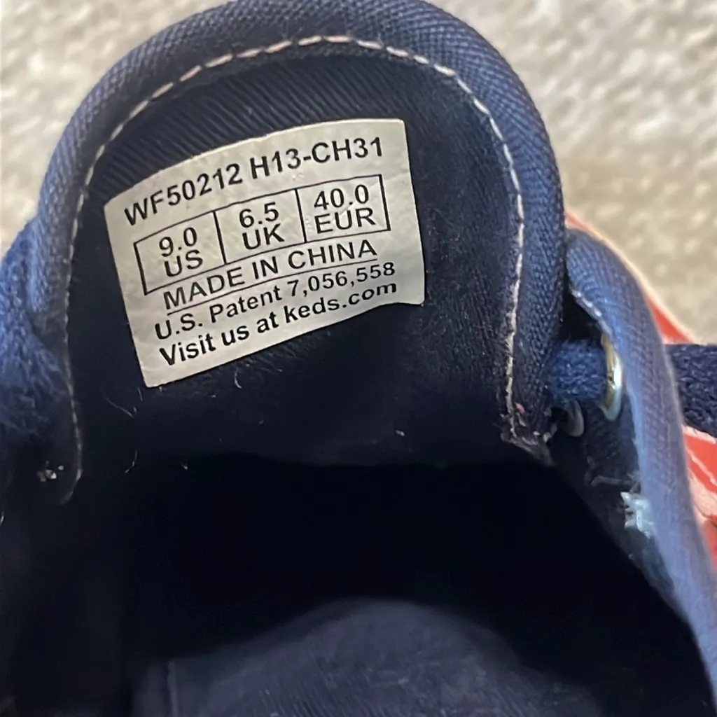 Kate Spade Keds Lace-up Canvas‎ Sneaker Red White Stripes Size 9 - Image 12