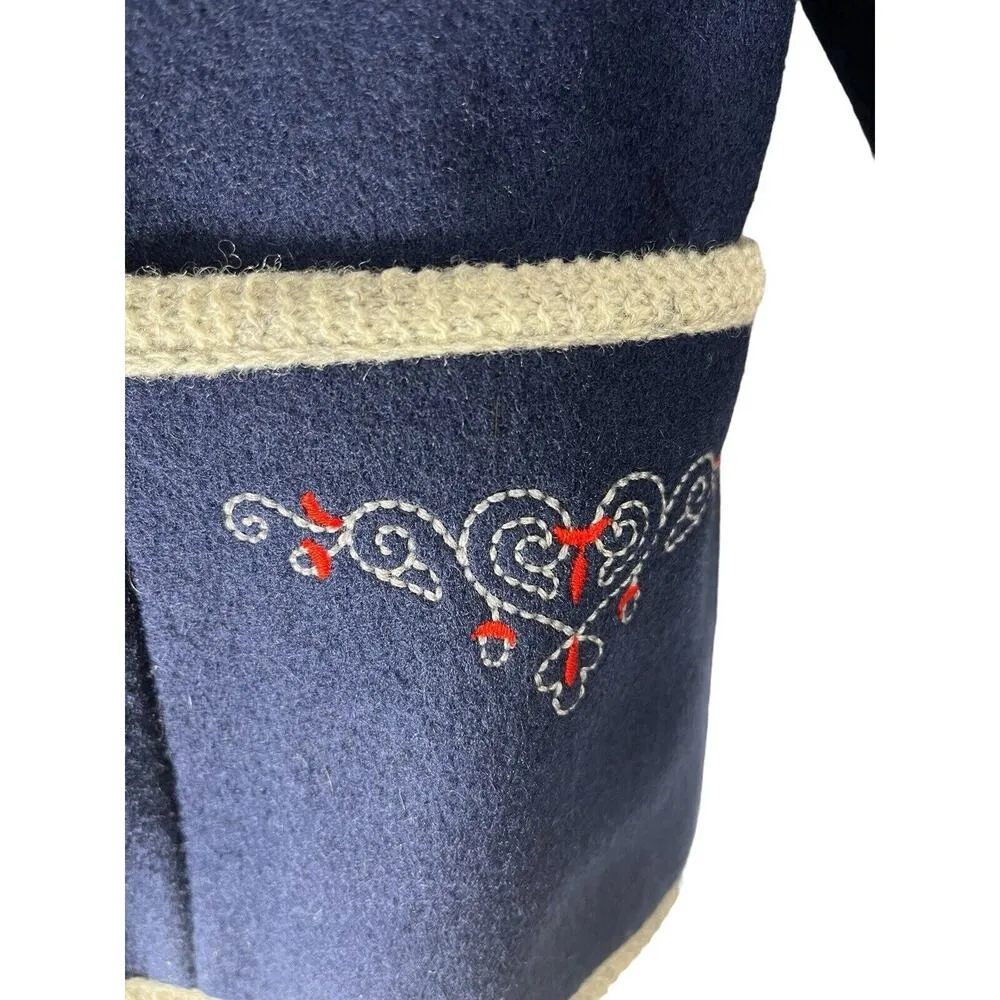 Vtg LLBean Boos Jacket Austrian Pure New Wool 42 Austria Navy Blue Cardigan - Image 2