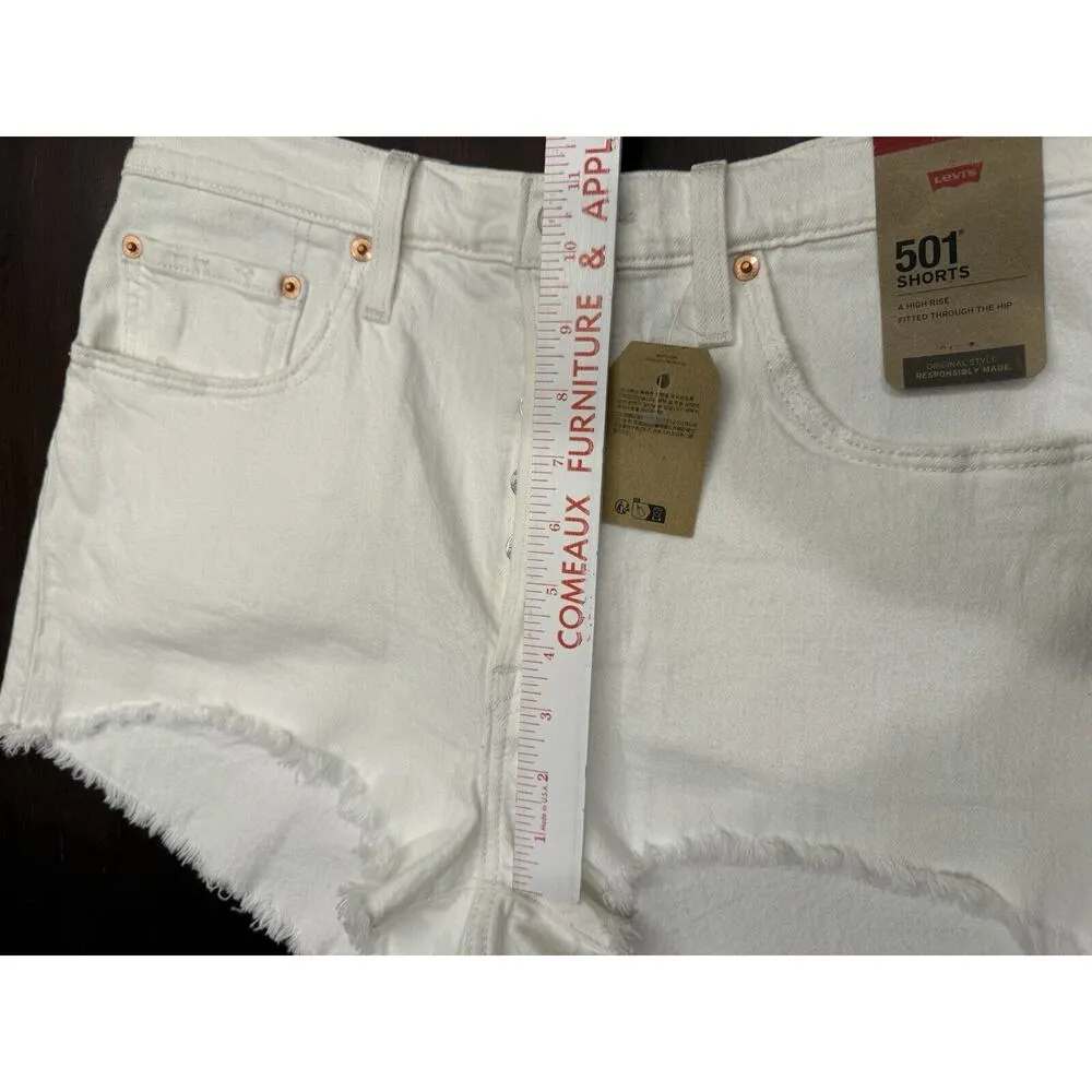 Levi’s 501® Original Fit High Rise Womens Shorts Sz 31 White Raw Frayed Hem NWT - Image 12