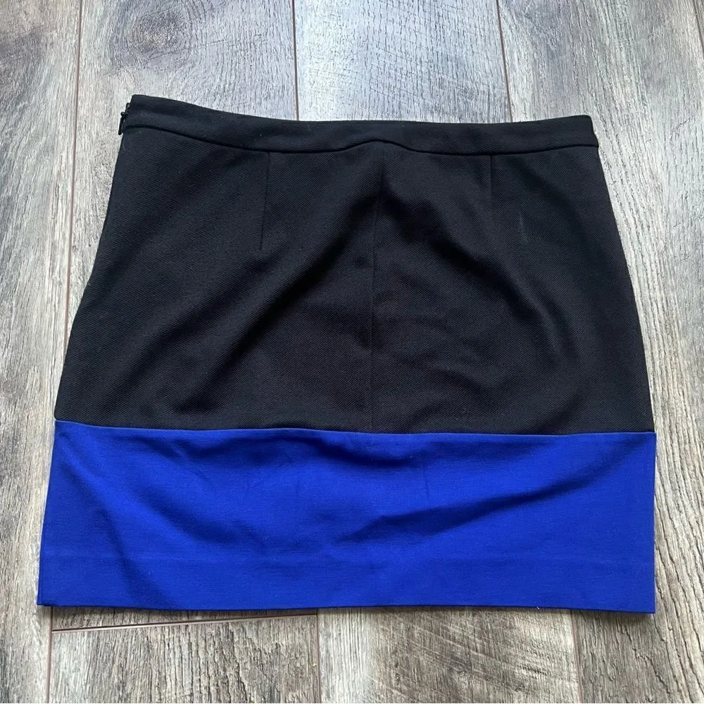 A/X Armani Exchange Black and Royal Blue Color Block Pencil Skirt Mini Skirt Med - Image 5