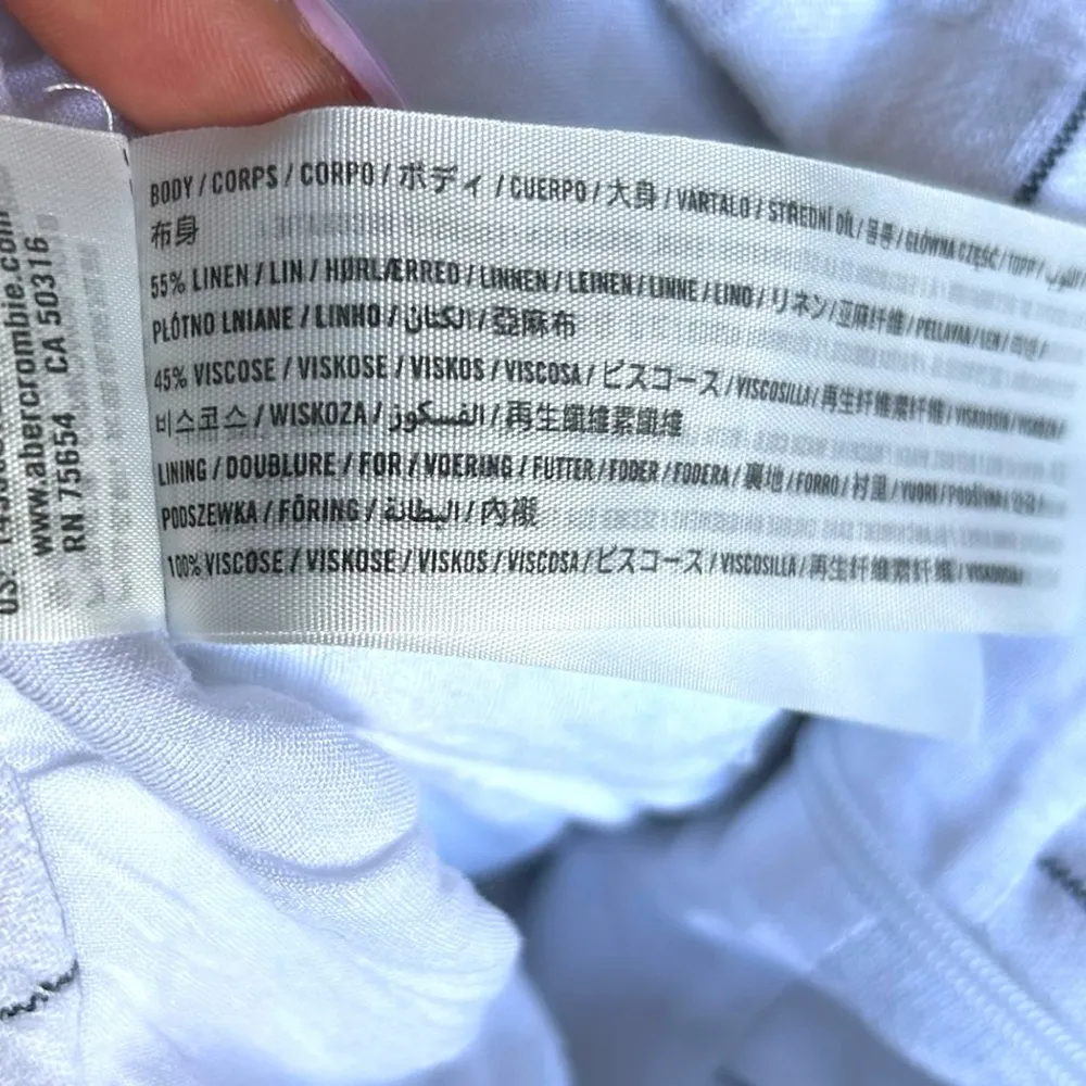 Abercrombie & Fitch Womens Medium Ultra High Rise Linen Blend Shorts White Black - Image 12