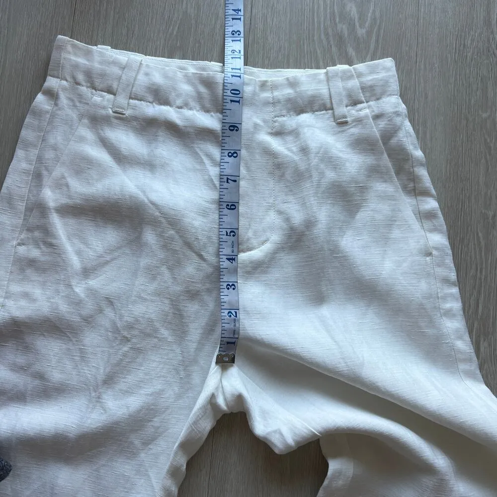 Madewell Mid-Rise Straight Pants Linen Blend Womens Size 00 White See Through - Image 7