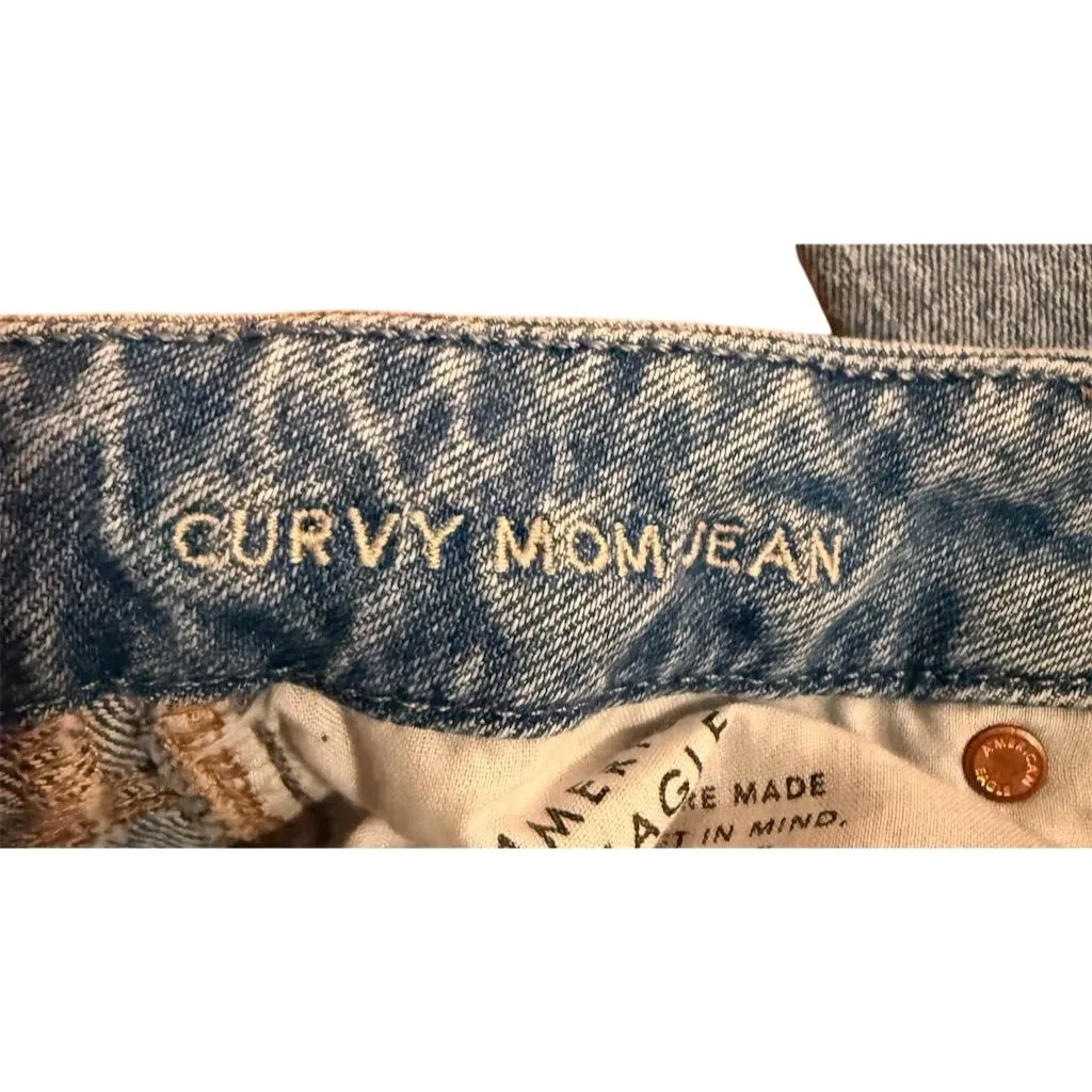 American Eagle Women's Curvy Mom Jeans Size 4 Blue High Rise 5-Pocket - Image 8