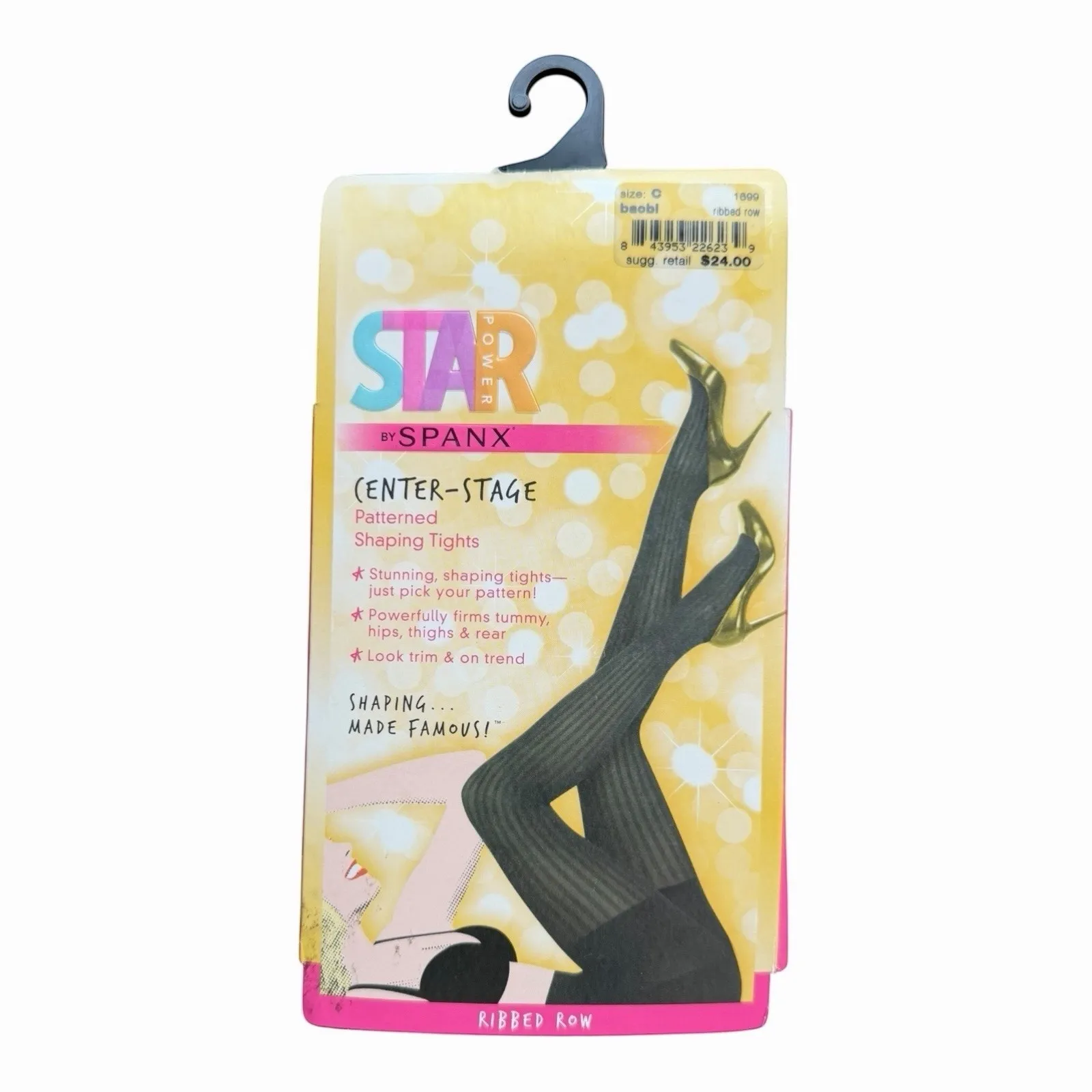 2 Pair Spanx Star Power Center-Stage Ribbed Row Shaping Tights Black Size C - Image 4