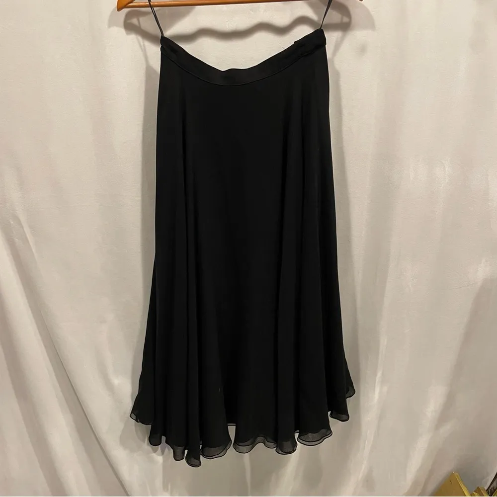 Vintage 80’s Oleg Cassini black silk midi swing skirt couture luxury - Image 8