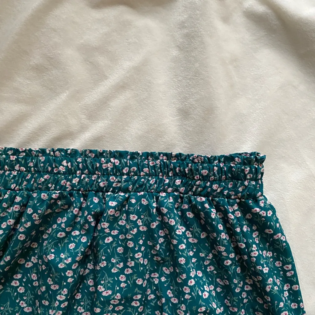 Floral Teal Maxi Skirt Blue Size M - Image 2