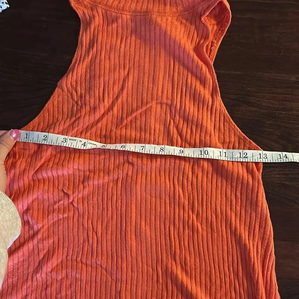We The Free Topanga Knit Turtle Neck Tank Top Orange XS - Image 3