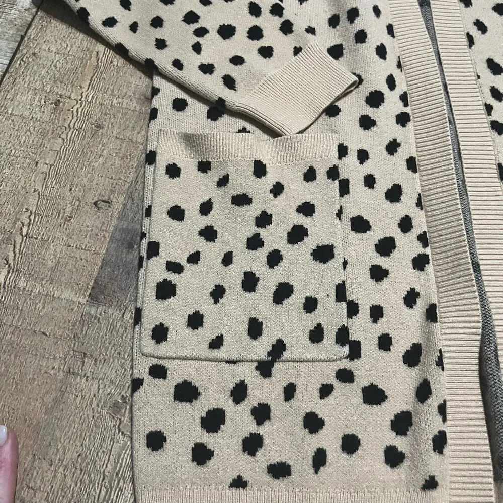 Merokeety | Women's Brown Black Leopard Pockets Open Cardigan Sz M - Image 2