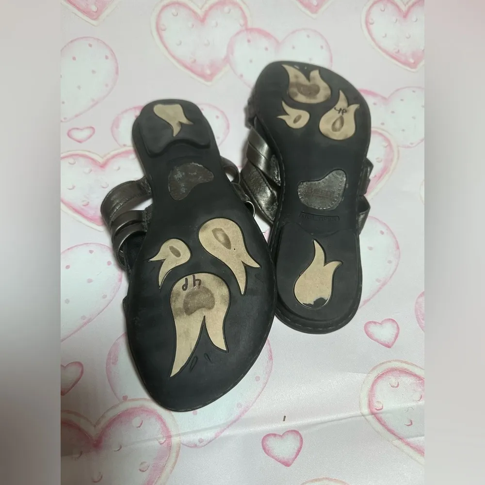 Born Metallic Pewter Woven Leather Women’s Strappy Sandals Shoes Size 7 - Image 5