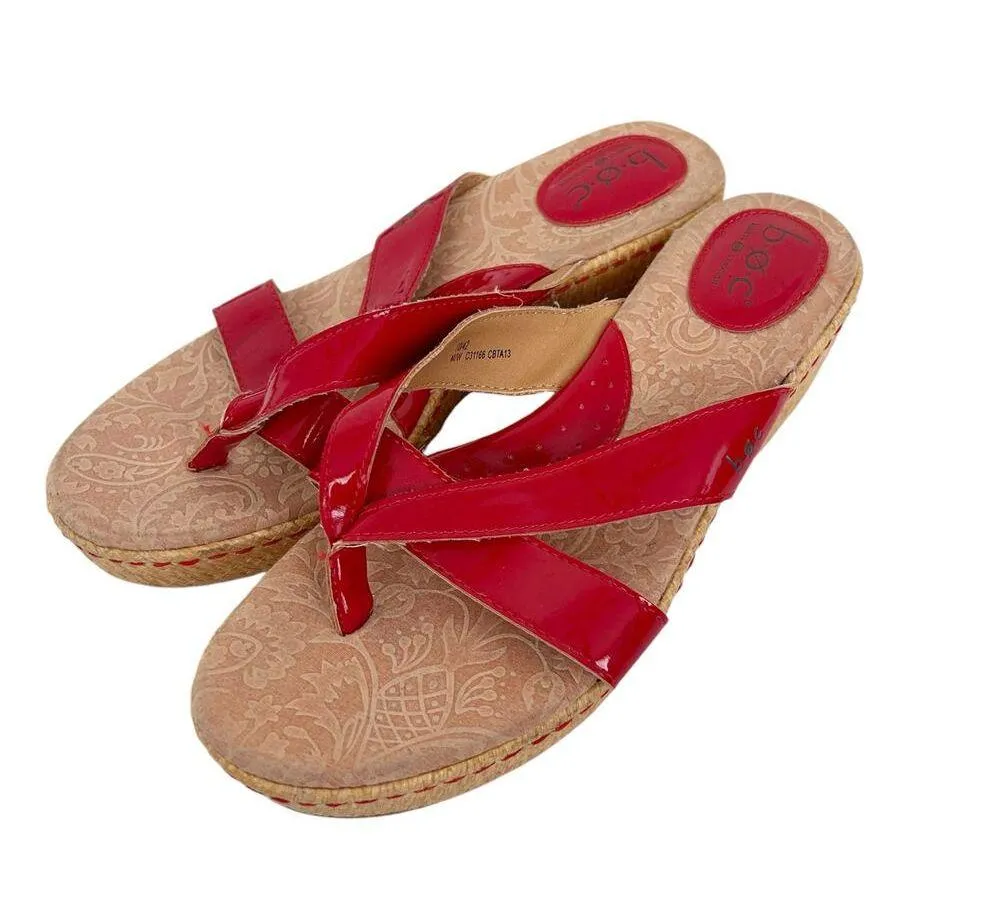 BOC Red Patent Leather Cork Wedge Sandals Sz 10 - Image 6