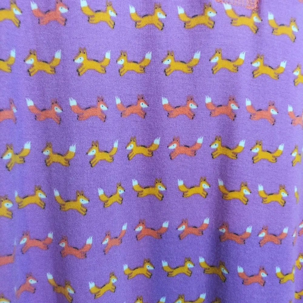 Munki Munki Purple Orange Fox Print  Women's Sleep Shirt Novelty Natural Sz M - Image 3