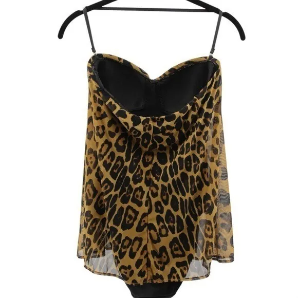 Lauren Ralph Lauren Leopard Print Halter Swim Dress Summer Resort Beach Size 8 - Image 6