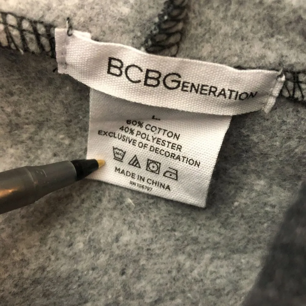 BCBGeneration Womens Hoodie Pullover Logo Heathered Black L - Image 3