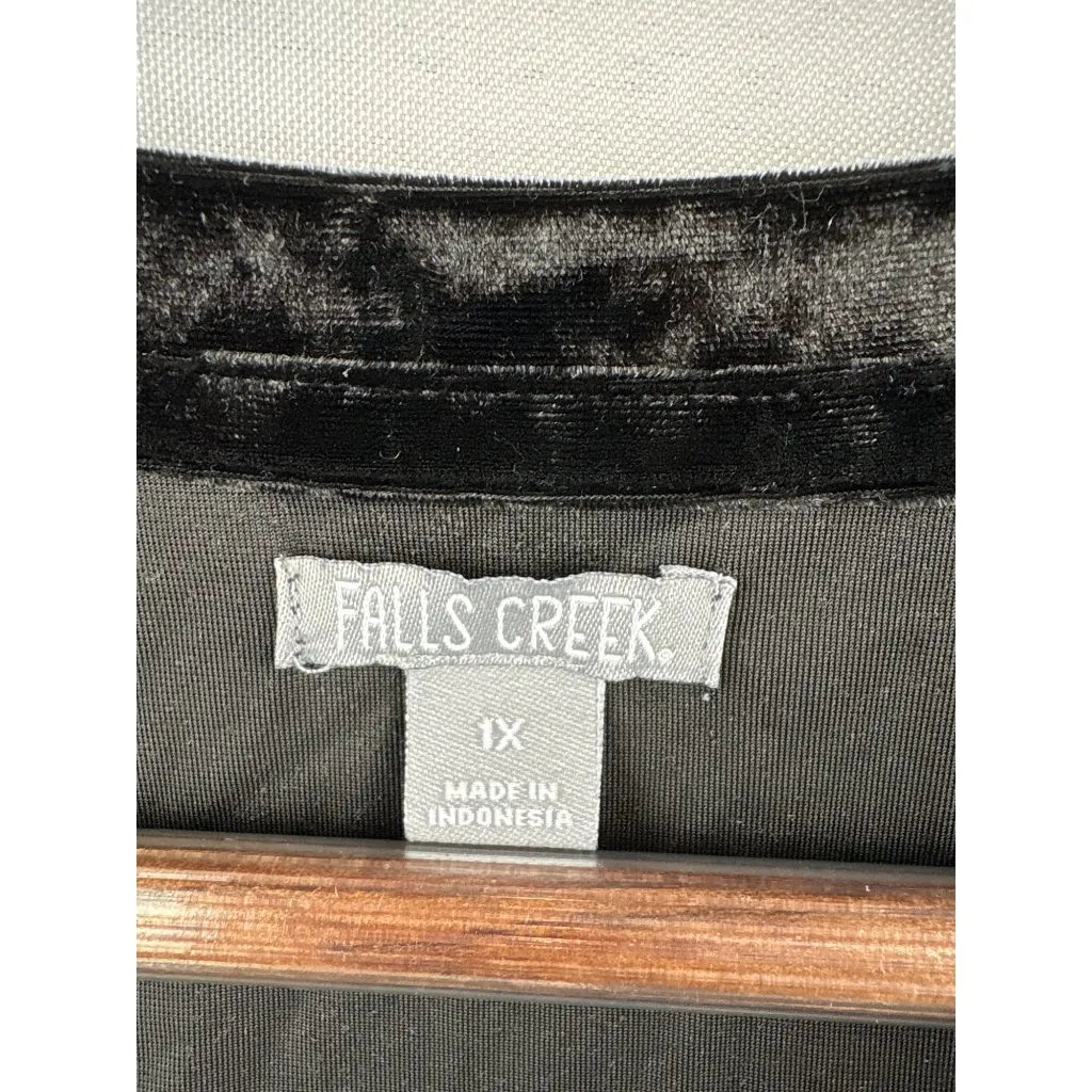 Women’s Falls Creek 1X Black Velvet T-Shirt with Breast Pocket - Image 4