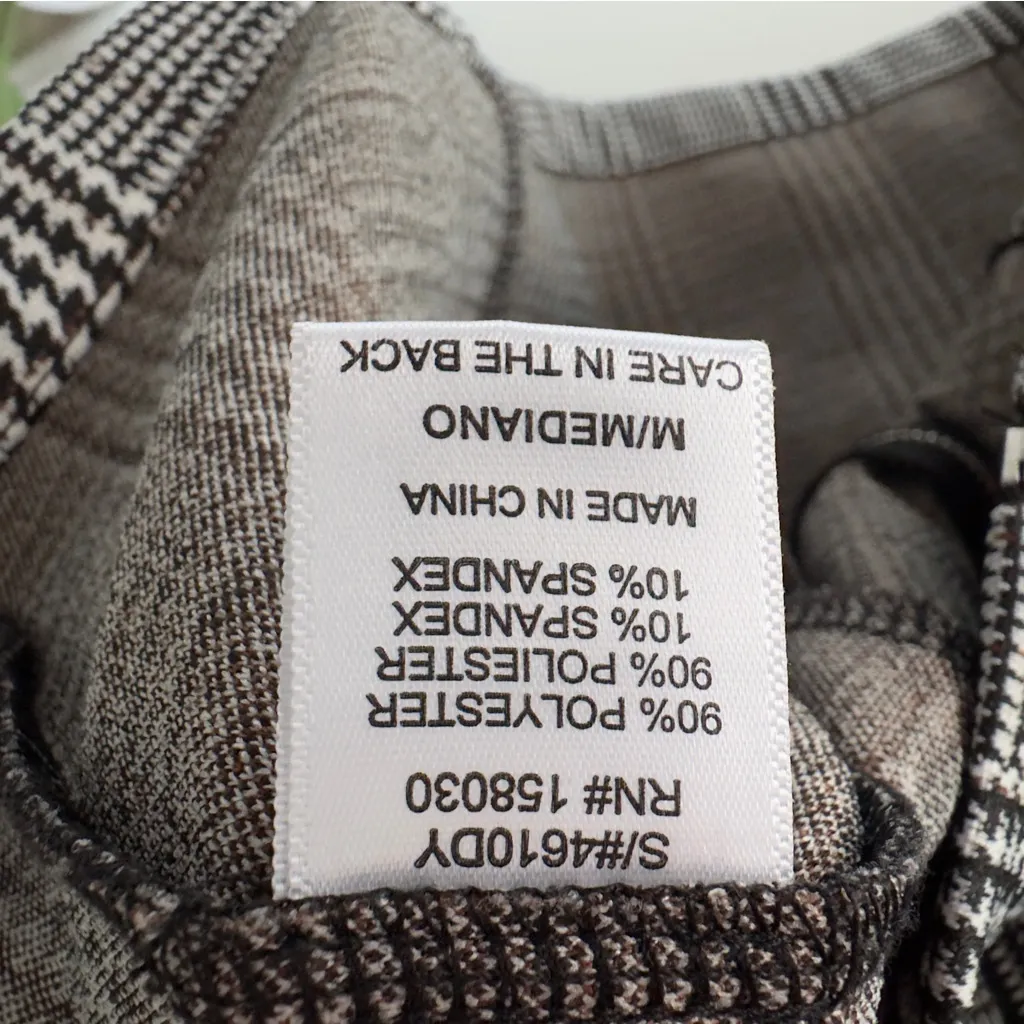 Love Tree Pinafore Plaid Black White mini Dress Full Zip Front Circle Zipper EUC - Image 11