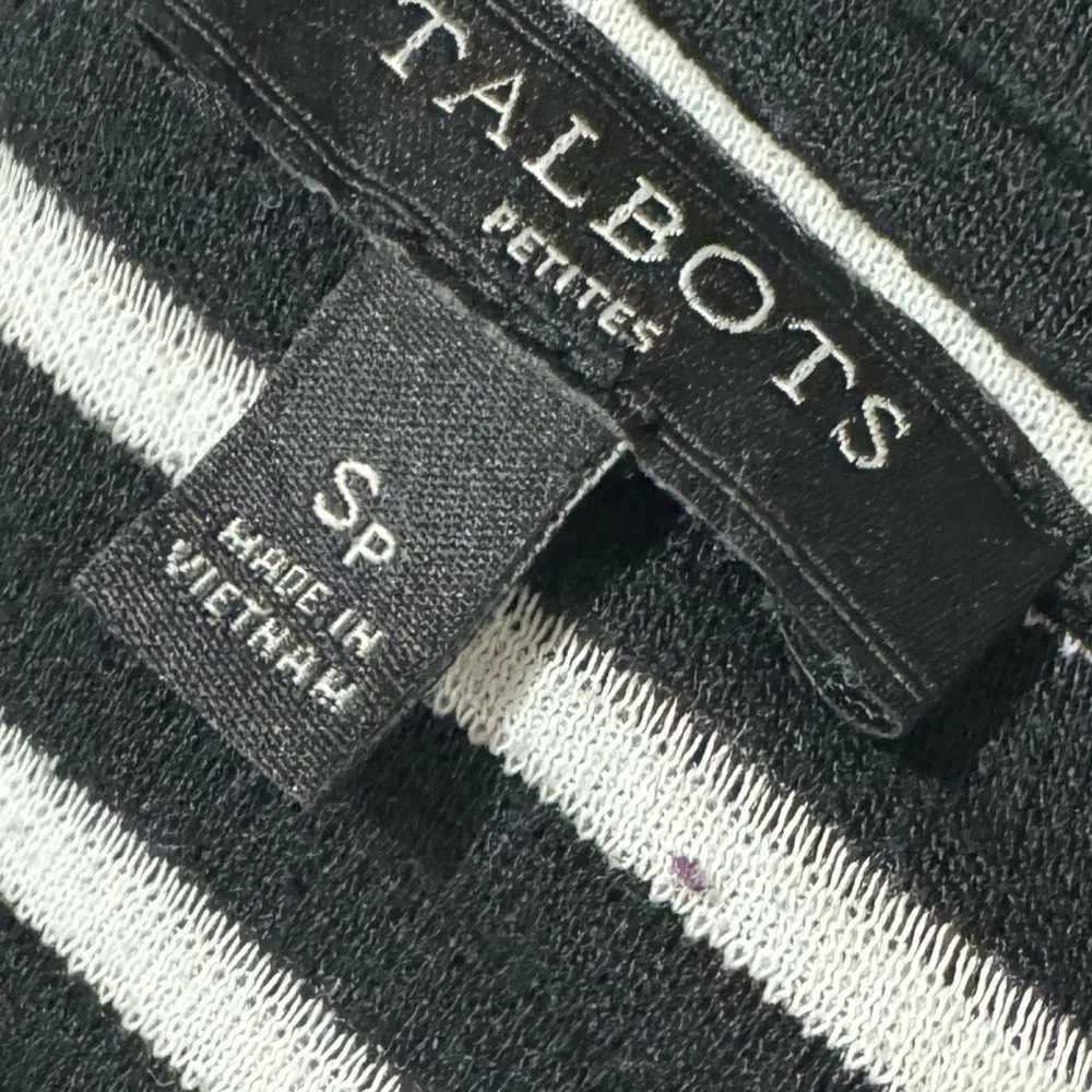 Talbots Women's Sz S P Black White Stripe Textured Top Back Zipper Long Sleeve - Image 8