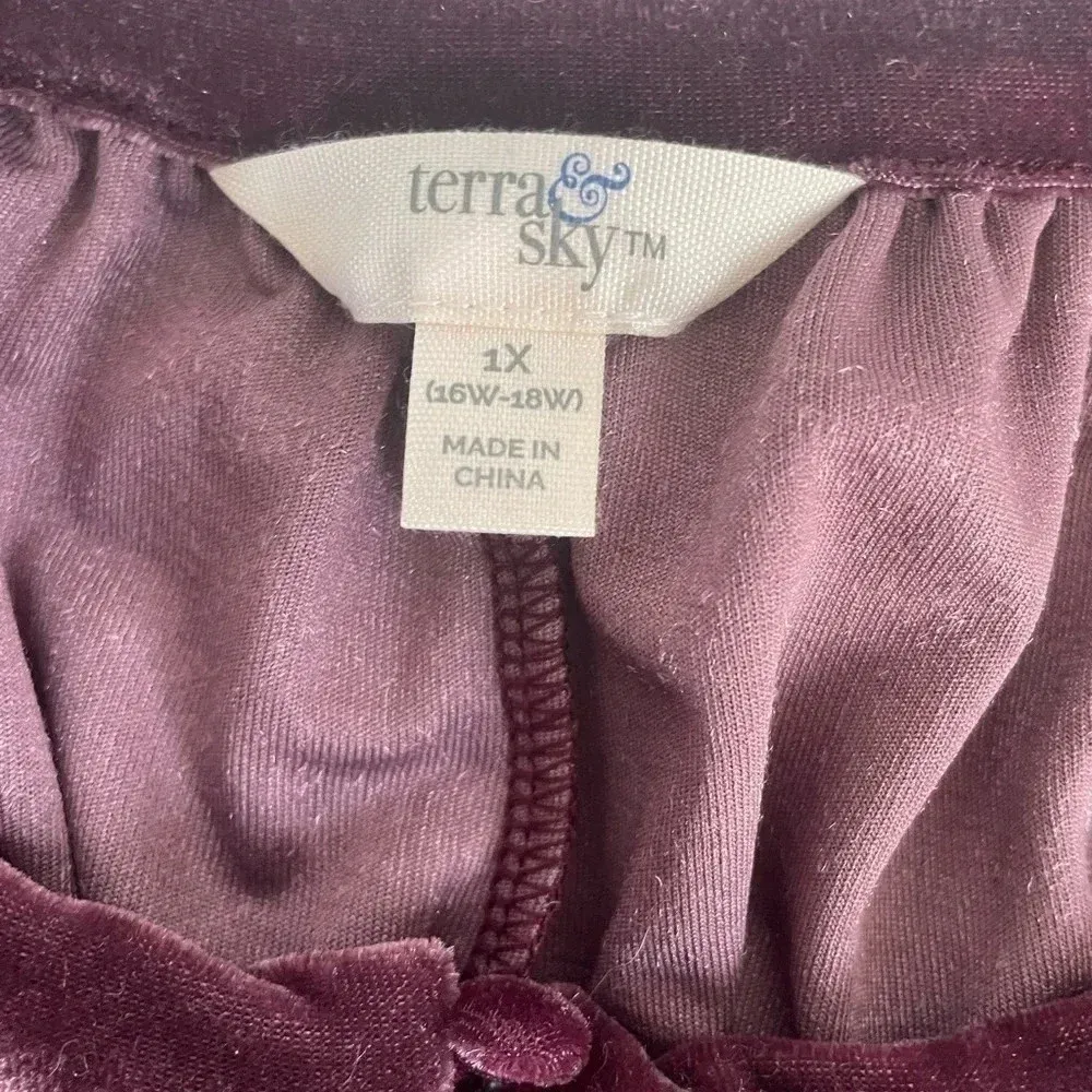 TERRA SKY Crushed‎ Velvet Purple Dress NWT 1X 16/18 0103 - Image 6