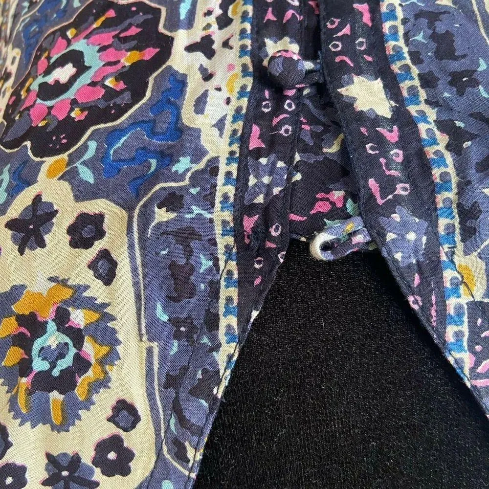 Lucky Brand Womens Blouse Size Small Becca Button Down Peasant Top Blue Pink NEW - Image 4