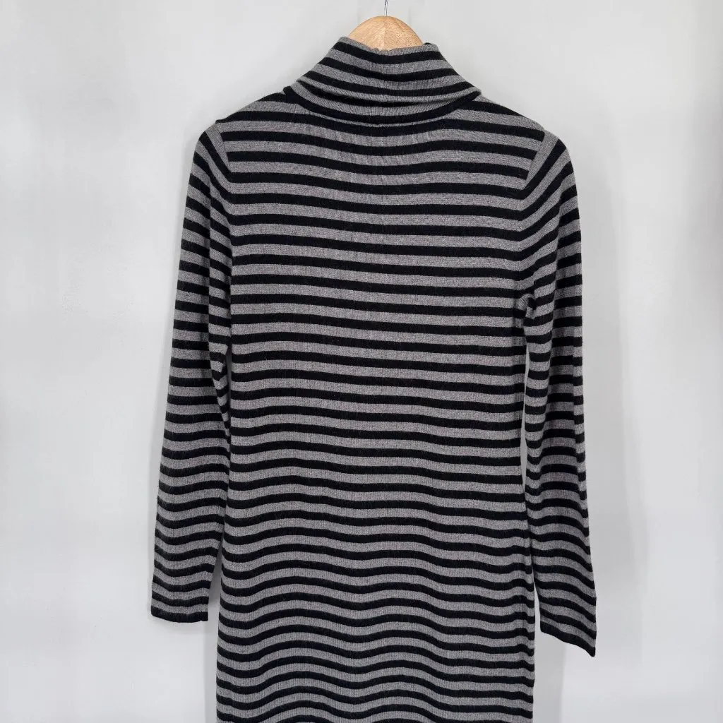 Cremieux Turtleneck Sweater Dress Womens Medium Gray Black Stripe Wool Angora‎ - Image 5