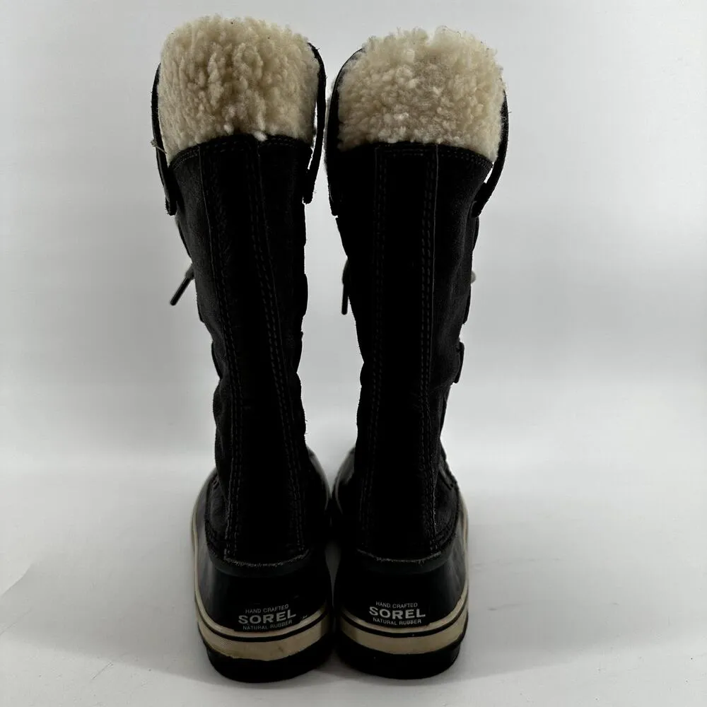 Sorel Joan of Arctic Boots Leather Winter Snow Lace Up Faux Shearling Black 8.5 - Image 6