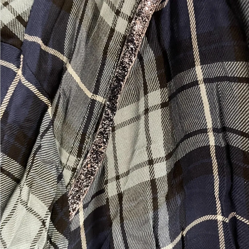 Rock & Republic Blue Gray Plaid Button Up Shirt Top Blouse Women 3X NWT NEW - Image 5