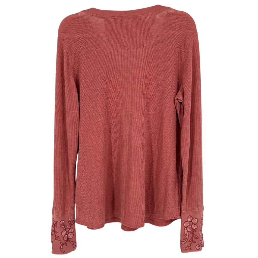 Panhandle Embroidered Lace Up Thermal Top Pink Size XL - Image 4